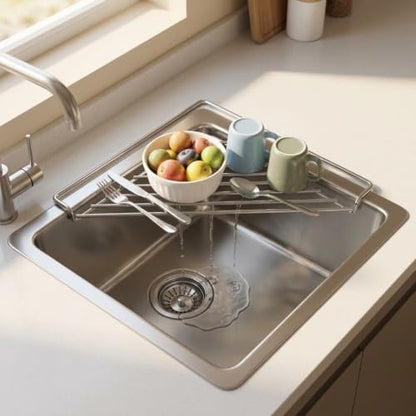 304 Stainless Steel Corner Sink Drying Rack - Triangular Kitchen Caddy - Variation 1
