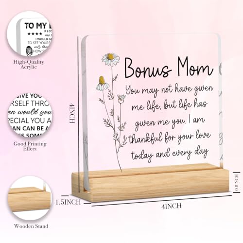 Bonus Mom Gifts from Stepmom Stepdad Acrylic Decor 4x4 Inches - Bonus1