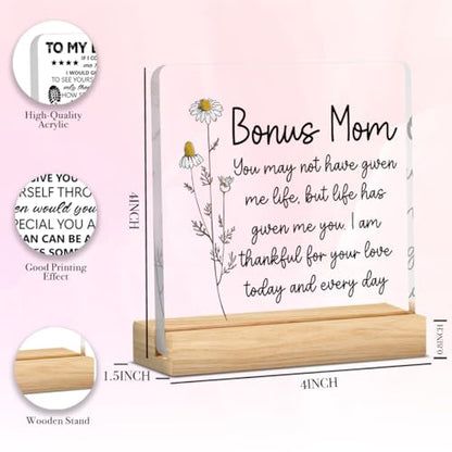 Bonus Mom Gifts from Stepmom Stepdad Acrylic Decor 4x4 Inches - Bonus1