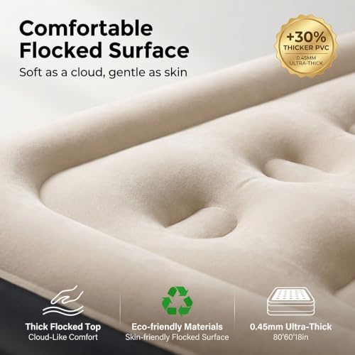 18 Inch Twin Air Mattress with Built-In Pump, Rapid Inflatable, Foldable Bed for Home Camping Guests