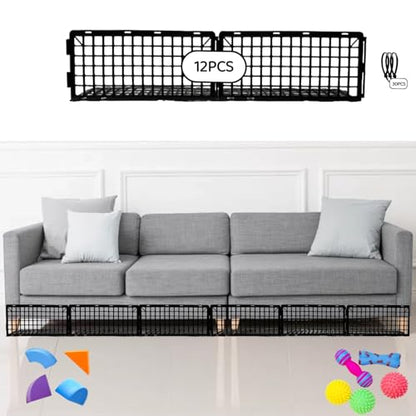 12Pcs Under Couch Blockers for Pets - Adjustable Plastic Bed & Sofa Seals