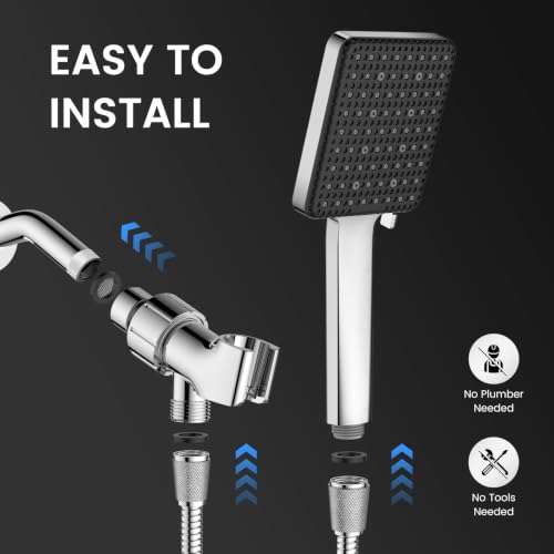 FEELSO Chrome Handheld Shower Head with 6 Modes & Magnetic Cleaning Panel
