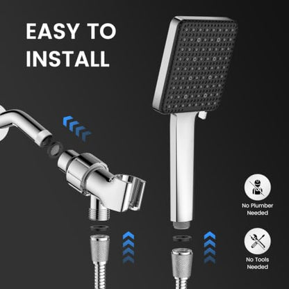 FEELSO Chrome Handheld Shower Head with 6 Modes & Magnetic Cleaning Panel