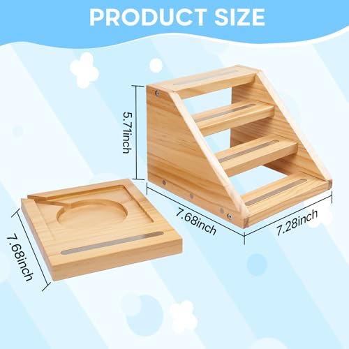 Natural 4-Tier Wooden Magnetic Tonies Shelf Organizer for Toniebox & Figures - Kid-Safe