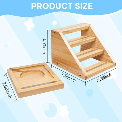 Natural 4-Tier Wooden Magnetic Tonies Shelf Organizer for Toniebox & Figures - Kid-Safe