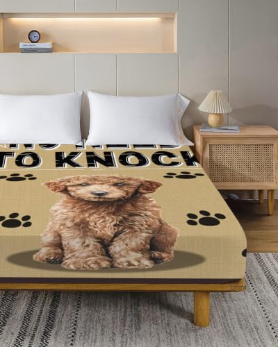 Twin XL Flat Sheet Only Microfiber Pet Paw Prints Farmhouse Bed Bedding - Brown