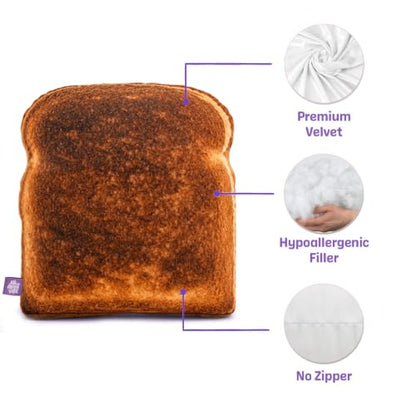 Large 26-Inch Toast Pillow - Realistic 3D Novelty Food Decor, All About Vibe
