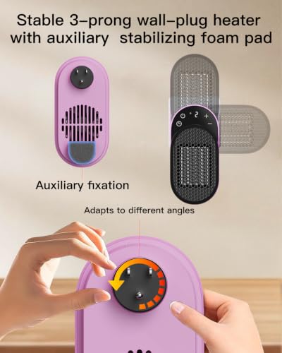 Wall Outlet Space Heater 450W with Adjustable Modes & 12h Timer - Portable Electric Heater
