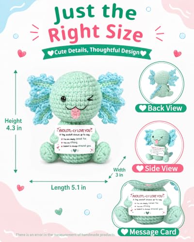 Positive Crochet Axolotl Gift for Emotional Support Women Variation