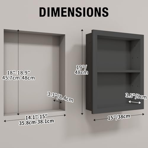 Wood Recessed Wall Niche Cabinet with Adjustable Shelves for Bathroom Living Room Bedroom