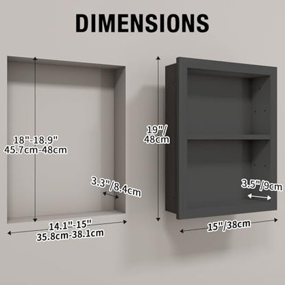 Wood Recessed Wall Niche Cabinet with Adjustable Shelves for Bathroom Living Room Bedroom