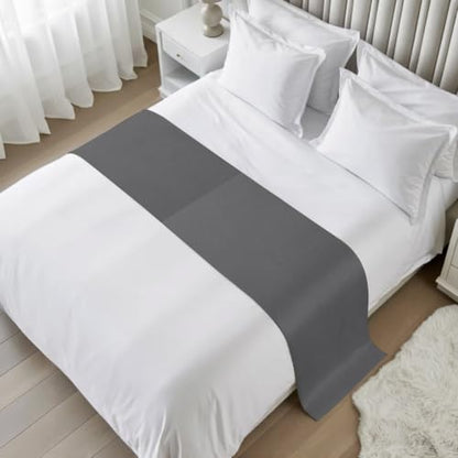 Charcoal Satin Bed Runner for Queen Size Bed - 83 x 20 Inches Modern Minimalist Decor