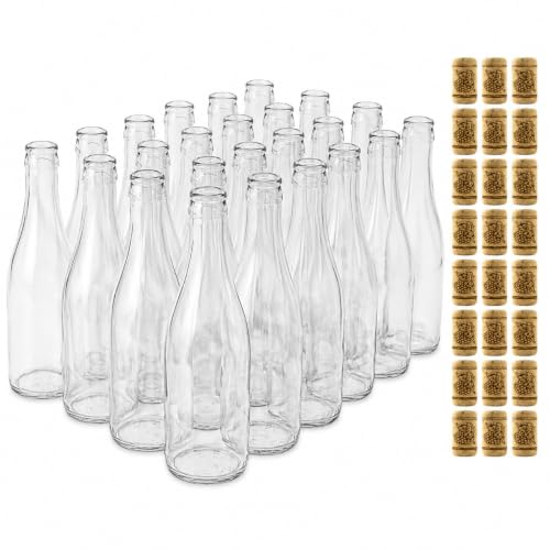 24-Pack 187ml Clear Champagne Bottles with Corks for Homebrewing