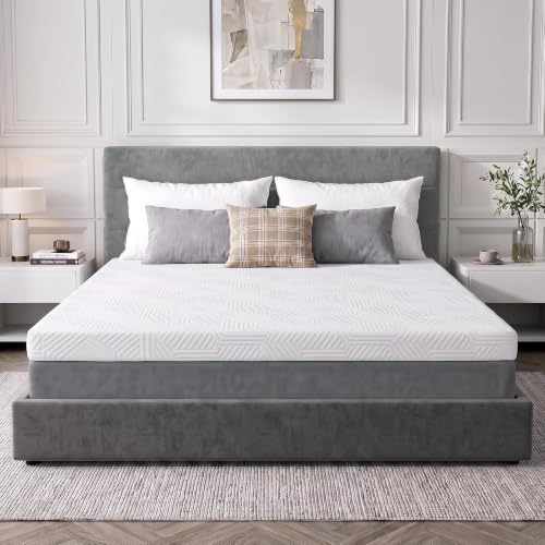 Queen Size 3-Inch Gel Memory Foam Mattress Topper Ventilated Soft Cover - White
