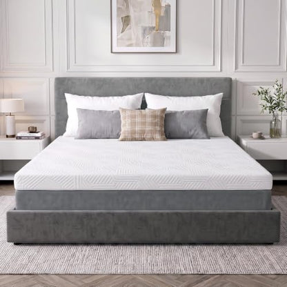 Queen Size 3-Inch Gel Memory Foam Mattress Topper Ventilated Soft Cover - White