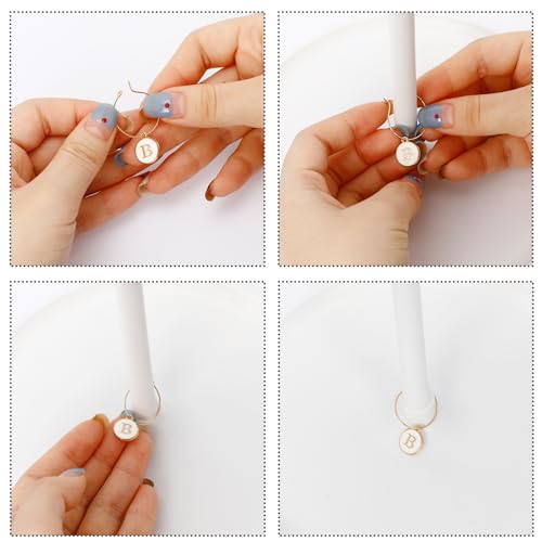 26 Pcs Letter Wine Glass Charms with Rings for Stemware & Parties