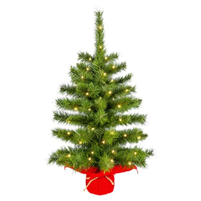2ft Pre-Lit Artificial Mini Christmas Tree with Warm White LED Lights