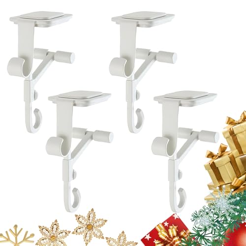 White Fireplace Stocking and Garland Hanger Adjustable Heavy Duty