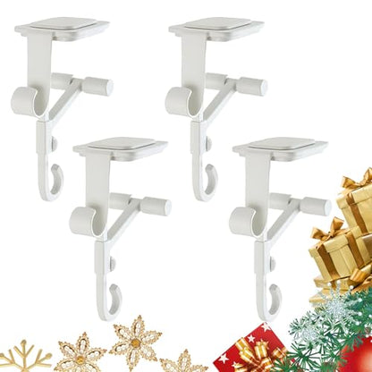 White Fireplace Stocking and Garland Hanger Adjustable Heavy Duty