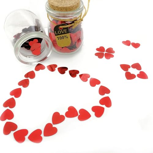 Werich Heart Confetti Shiny Foil Decorations for Valentine's Day, Weddings, Birthdays, Christmas - Red, 45g