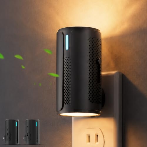 2 Pack Plug-In Air Purifier with Night Light, Ionic Air Cleaner for Home