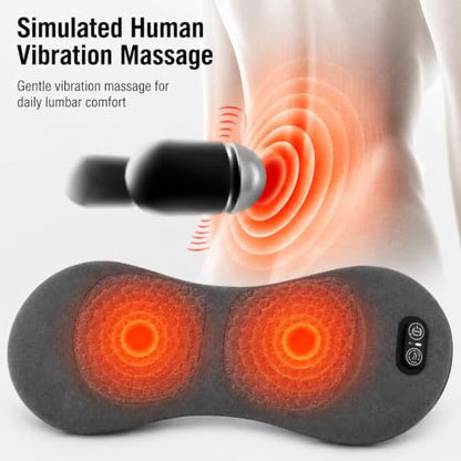 Electric Lumbar Massager Pillow with Heat Vibration & Stretching for Back Relief