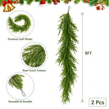 9 Ft Norfolk Pine Garlands - 2 Pack Real Touch Christmas Decor