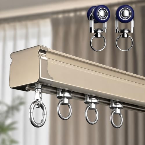 Heavy Duty Ceiling Curtain Track with Silent Rollers 15ft Champagne