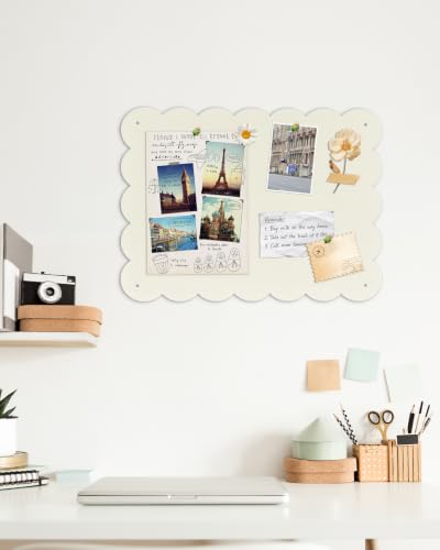 White Scalloped Edge Magnet Board 13x17in Ivory Wall Display Bulletin Board