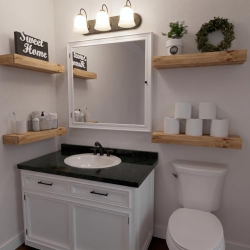 24-Inch Long Thick Rustic Floating Shelves Set of 2 - Light Walnut