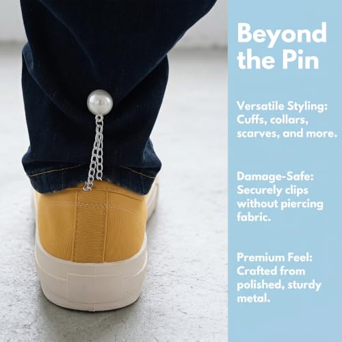 Silver Pants Hemming Clips 4-Pack with 2 Styles, Jeans & Clothing Accessories