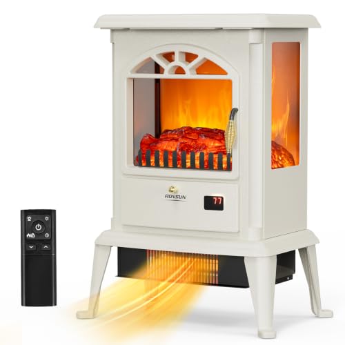 1500W Electric Fireplace Stove with Remote Control - Freestanding Heater, 22.4" H - Variation of 22''H-Remote
