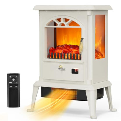 1500W Electric Fireplace Stove with Remote Control - Freestanding Heater, 22.4" H - Variation of 22''H-Remote