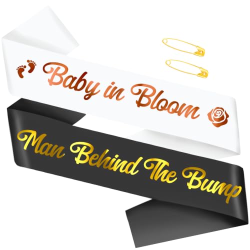 Baby Shower Sash Set - Baby in Bloom & Man Behind the Bump