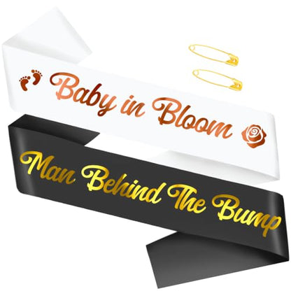 Baby Shower Sash Set - Baby in Bloom & Man Behind the Bump