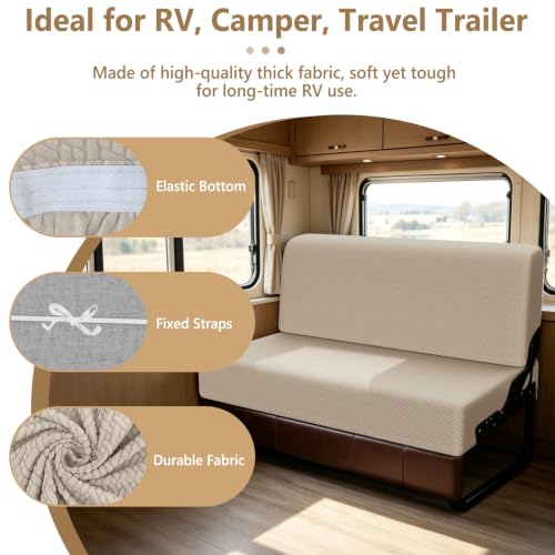 RV Jackknife Sofa Cover 2-Piece Stretch Slipcover for Camper Fold-Out Couch