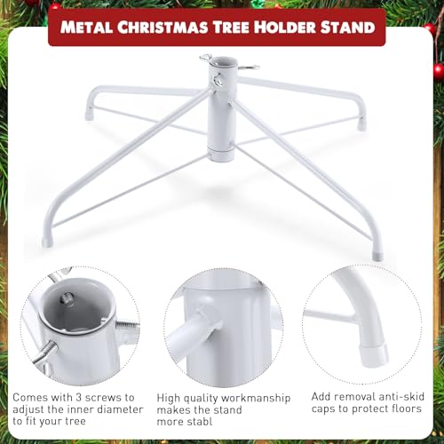 Metal Christmas Tree Stand White 24 Inch for Artificial Trees - Adjustable, Sturdy