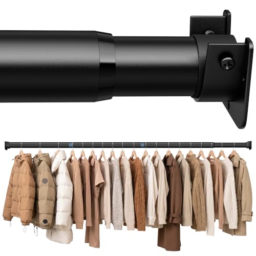 Heavy Duty Black Closet Rod - 17-84 Inch, Twist & Screw Mount, Rust-Resistant