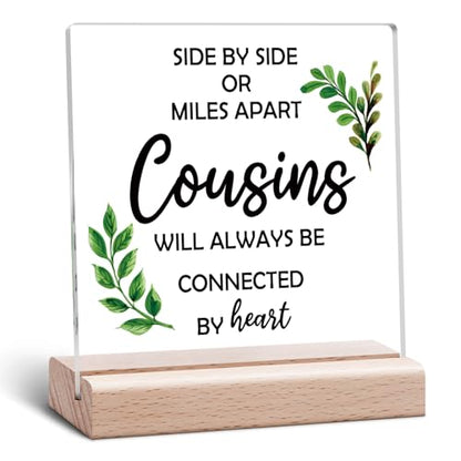 Cousin Gift Acrylic Desk Sign for Women - Sister Birthday & Holiday Decor