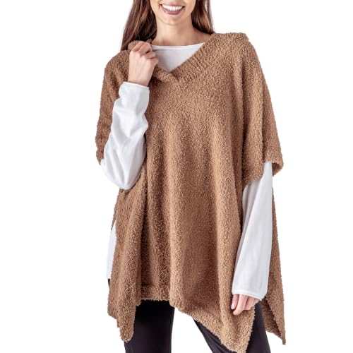 Hello Mello Always Cozy Mushroom Hooded Poncho - Soft Oversized Wrap
