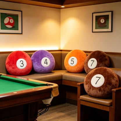Simulation Billiard Ball Plush Pillow - Yellow 1 - Soft Round Cushion