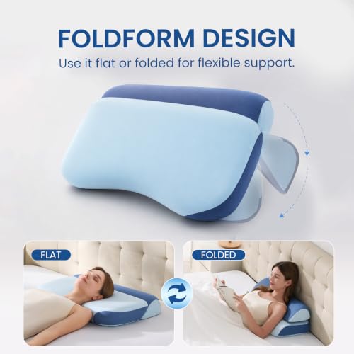 Foldable Memory Foam Bed Pillow for Side, Back & Stomach Sleepers