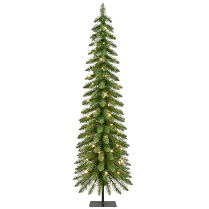 7ft Pre-Lit Artificial Christmas Tree with Clear Lights - Alpine Slim Design