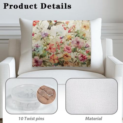 Hummingbird Floral Recliner Headrest Protector - Easy to Install, 17x27 Inch