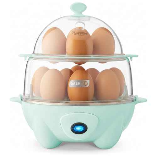 DASH Deluxe Rapid Egg Cooker for Hard Boiled, Poached, Scrambled Eggs, Omelets, Steamed Vegetables, Dumplings & More, 12 capacity, with Auto Shut Off Feature - Aqua