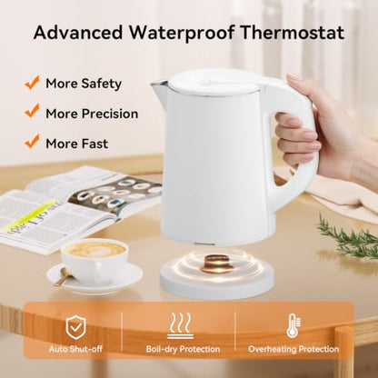 White 0.8L Travel Electric Kettle Portable Hot Water Boiler