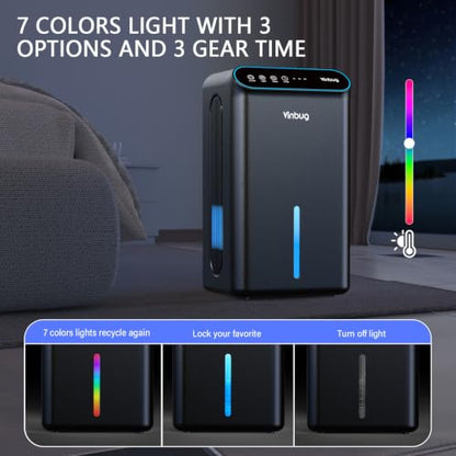 Quiet Black Dehumidifier for Home & Basement with 98oz Tank & Timer - Sleep Mode