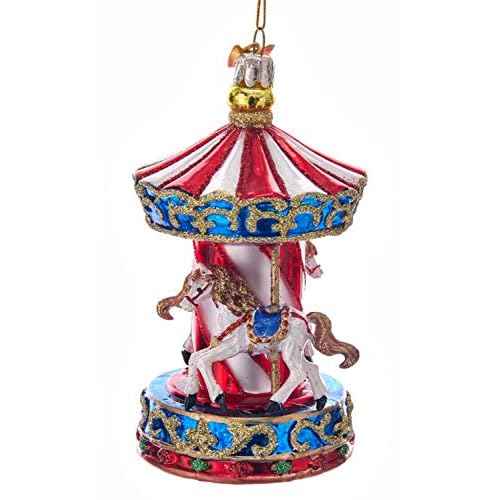Noble Gems Carousel Merry Go Round Glass Christmas Ornament NB1360
