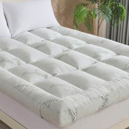 WhatsBedding Bamboo 5 Inch Memory Foam Mattress Topper Queen - Cooling & Supportive