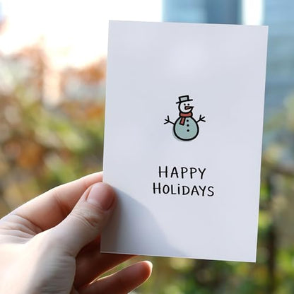 Minimalist Snowman Christmas Card - Holiday Greeting Card with Red Scarf - 6 Pack